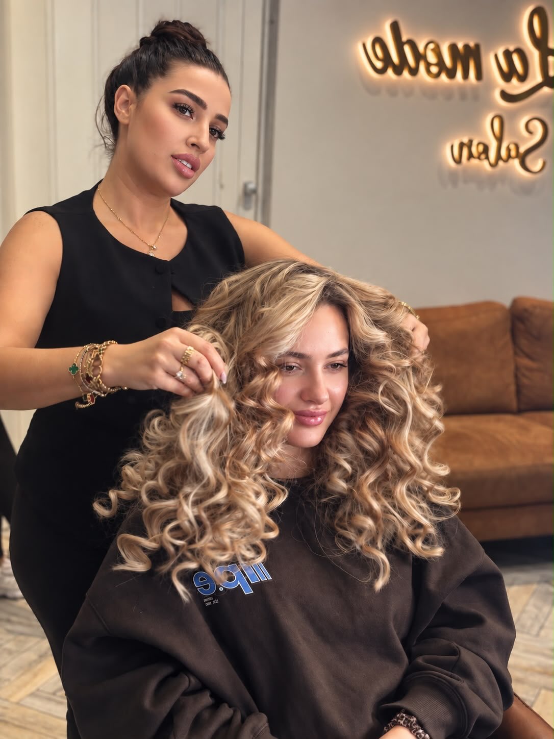 Curly hair styling by Dima